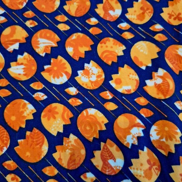 Blue With Orange Flowers LulaRoe Leggings Tall & Curvy Yoga Workout Spring - Picture 3 of 7